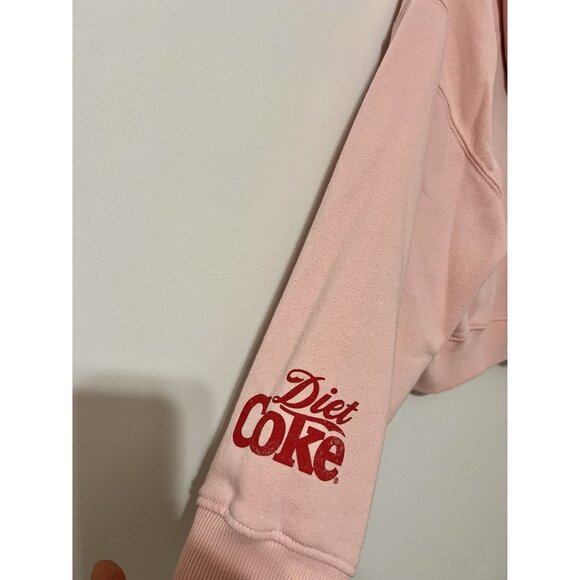 Coca Cola Diet Coke Pink Cropped Pullover Hoodie Size M - Picture 6 of 7